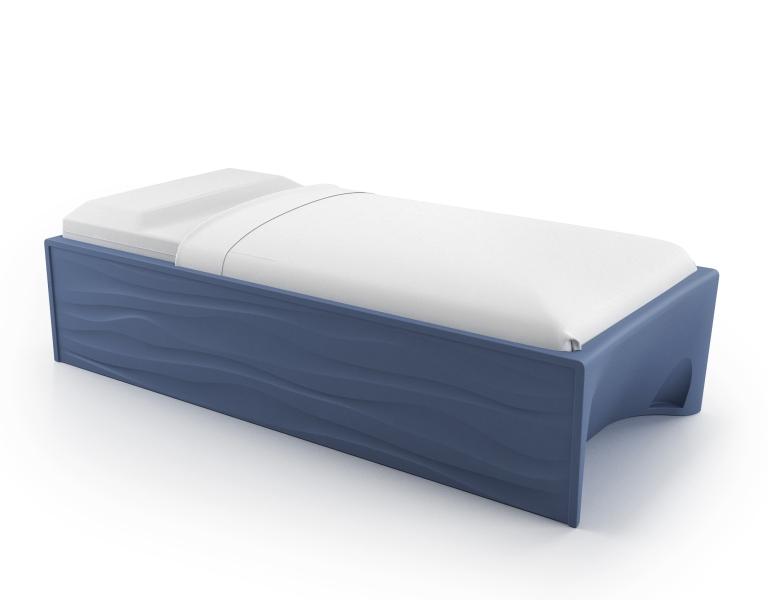 Spec Furniture Hardi Bed Blue with mattress, on white background